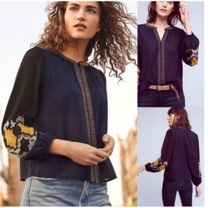 Vanessa Virginia Luciana Embroidered Sleeve Blouse XS